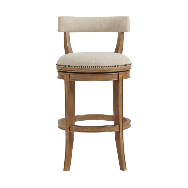 Alaterre Furniture Hanover Swivel Bar Height Bar Stool, Weathered Brown and Beige ANHN04FDC